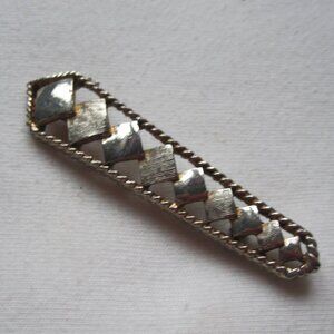 Unique old 2.25" Silver Brooch, stacked Squares, heavy